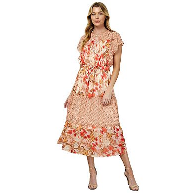 Women's Figueroa & Flower Ruffle Sleeve Midi Dress