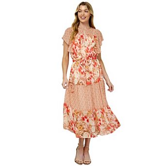 Women's Figueroa & Flower Ruffle Sleeve Midi Dress
