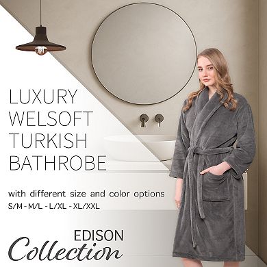Women's American Soft Linen Long Sleeve Plush Bathbobe