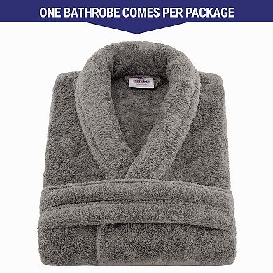 Women's American Soft Linen Long Sleeve Plush Bathbobe