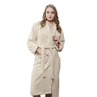 Women's American Soft Linen Long Sleeve Plush Bathbobe