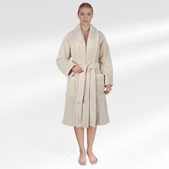 Women's American Soft Linen Long Sleeve Plush Bathbobe