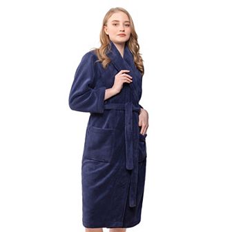 Women's American Soft Linen Long Sleeve Plush Bathbobe