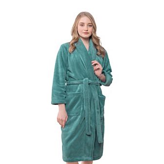 Women's American Soft Linen Long Sleeve Plush Bathbobe