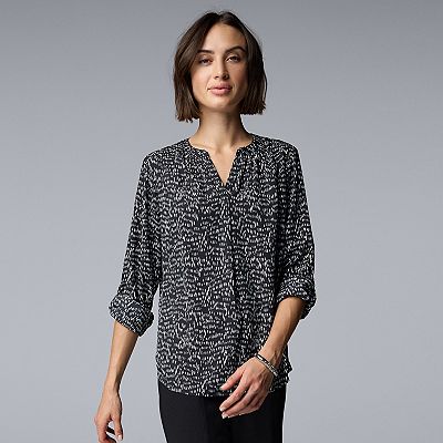 Women's Simply Vera Vera Wang Rolltab Sleeve Popover