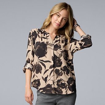 Women's Simply Vera Vera Wang Rolltab Sleeve Popover