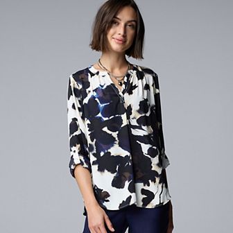 Women's Simply Vera Vera Wang Rolltab Sleeve Popover