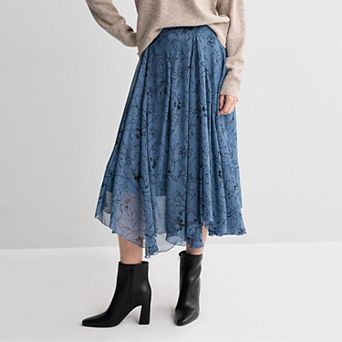 Women's Nine West Woven A-Line Handkerchief Godet Skirt