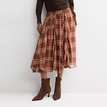 Women's Nine West Woven A-Line Handkerchief Godet Skirt
