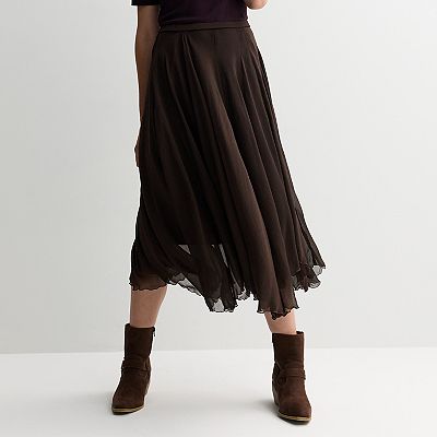 スカート Knit Lace Jagged-hem Skirt / Brown Knit Lace Jagged-hem Skirt / Brown Brown WOMAN Lace High Waist
