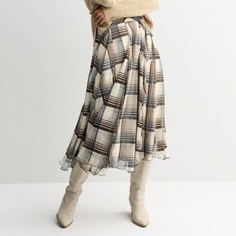 Women's Nine West Woven A-Line Handkerchief Godet Skirt