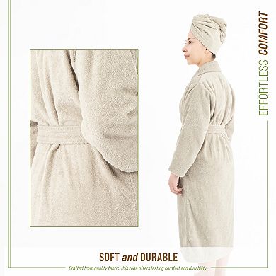 Women's American Soft Linen Long Sleeve Terry Bathrobe