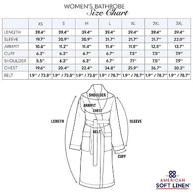 Women's American Soft Linen Long Sleeve Terry Bathrobe