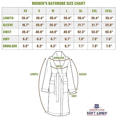 Women's American Soft Linen Long Sleeve Terry Bathrobe