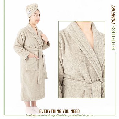 Women's American Soft Linen Long Sleeve Terry Bathrobe