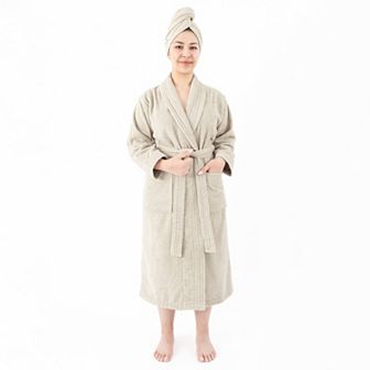 Women's American Soft Linen Long Sleeve Terry Bathrobe