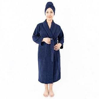 Women's American Soft Linen Long Sleeve Terry Bathrobe