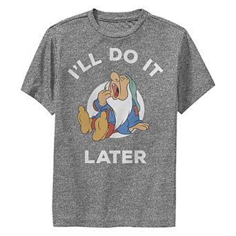 Disney's Snow White And The Seven Dwarfs Sleepy I'll Do It Later Boys 8-20 Performance Graphic Tee