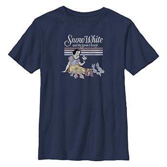 Disney's Snow White And The Seven Dwarfs Forest Animals Retro Stripe Boys 6-20 Graphic Tee