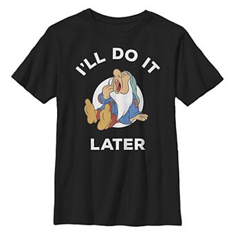 Disney's Snow White And The Seven Dwarfs Sleepy I'll Do It Later Boys 6-20 Graphic Tee