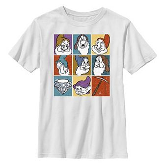 Disney's Snow White And The Seven Dwarfs Distressed Dwarf Squares Boys 8-20 Graphic Tee