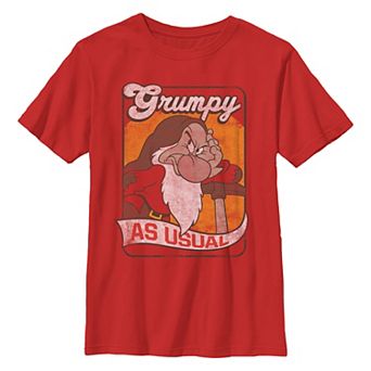 Disney's Snow White And The Seven Dwarfs Grumpy As Usual Distressed Boys 8-20 Graphic Tee