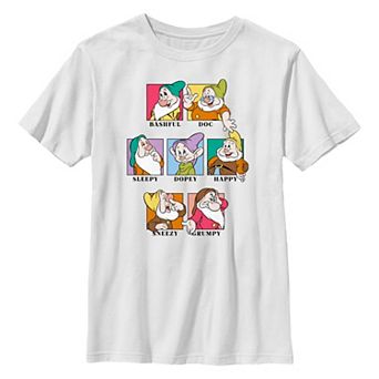 Disney's Snow White And The Seven Dwarfs Character Portraits And Names Boys 8-20 Graphic Tee
