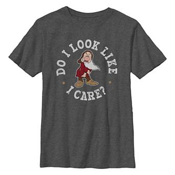 Disney's Snow White And The Seven Dwarfs Grumpy Do I Look Like I Care Boys 8-20 Graphic Tee