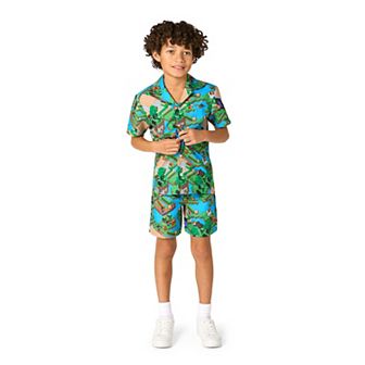 Kids 2-8 OppoSuits Minecraft 2 pc Short Sleeve Shirt & Shorts Set