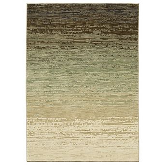 StyleHaven Ryder Abstract Ombre Beige & Brown Hi-Low Pile Fringed Edge Area Rug