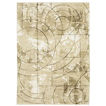 StyleHaven Ryder Distressed Geometric Beige & Brown Hi-Low Pile Fringed Edge Area Rug