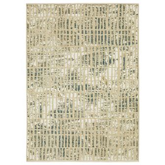 StyleHaven Ryder Distressed Gridwork Beige & Blue Hi-Low Pile Fringed Edge Area Rug