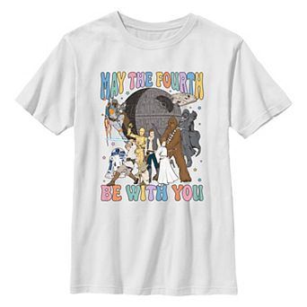 Boys 8-20 Star Wars May The Fourth Be With You Vintage Characters Graphic Tee