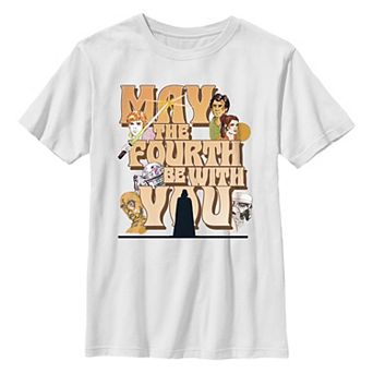 Boys 6-20 Star Wars May The Fourth Be With You Vintage Characters Graphic Tee