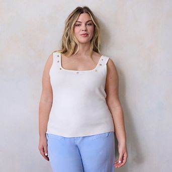 Plus Size LC Lauren Conrad Charm Sweater Tank Top