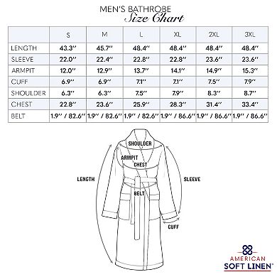 Men's American Soft Linen Premium Cotton Quick Dry Terry Bathrobe