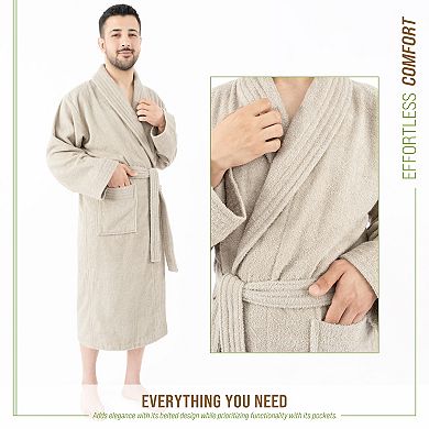 Men's American Soft Linen Premium Cotton Quick Dry Terry Bathrobe