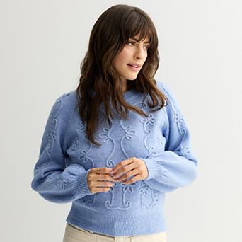 Women's Draper James Textured Sweater with Embroidered Design