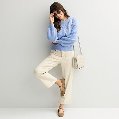 Women's Draper James Textured Sweater with Embroidered Design
