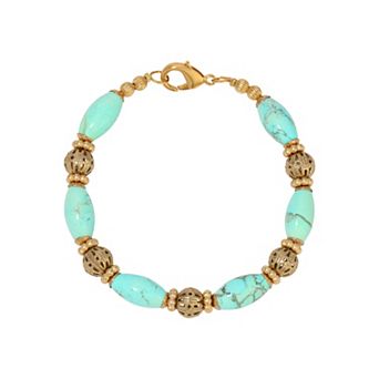 1928 Gold Tone and Color Beaded Bracelet