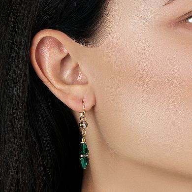 1928 Gold Tone Lantern Bead Drop Earrings