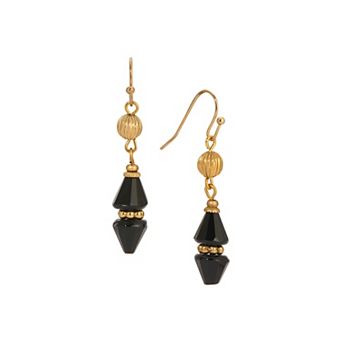 1928 Gold Tone Lantern Bead Drop Earrings