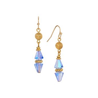 1928 Gold Tone Lantern Bead Drop Earrings