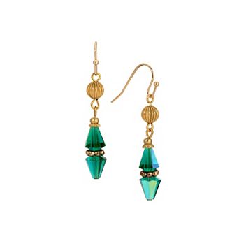 1928 Gold Tone Lantern Bead Drop Earrings