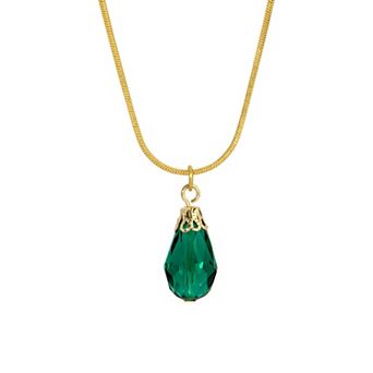 1928 Gold Tone Teardrop Crystal Necklace