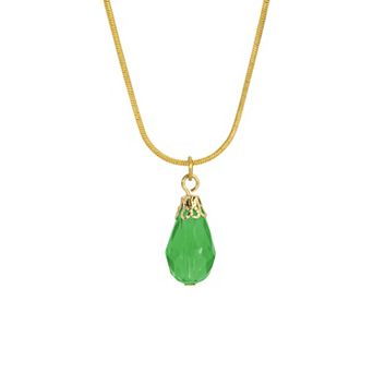 1928 Gold Tone Teardrop Crystal Necklace