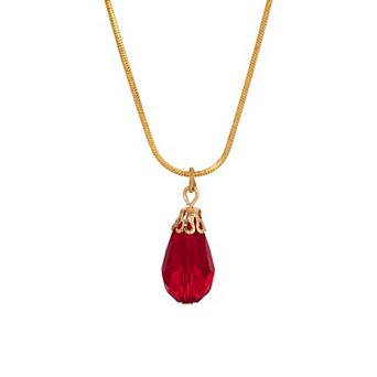 1928 Gold Tone Teardrop Crystal Necklace