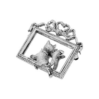 1928 Silver Tone Cat Mirror Pin