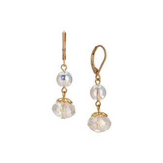 1928 Round and Rondell Clear Crystal Drop Earrings