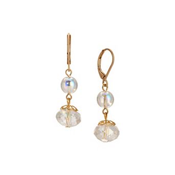 1928 Round and Rondell Clear Crystal Drop Earrings